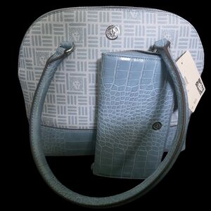 Anne Klein Blue and Gray Satchel Bag